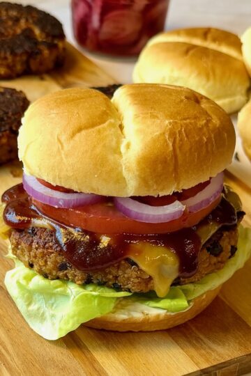 Black bean burger fully assembled