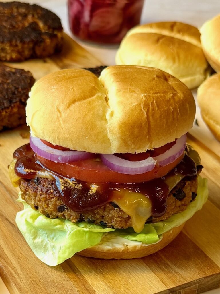 Black bean burger fully assembled