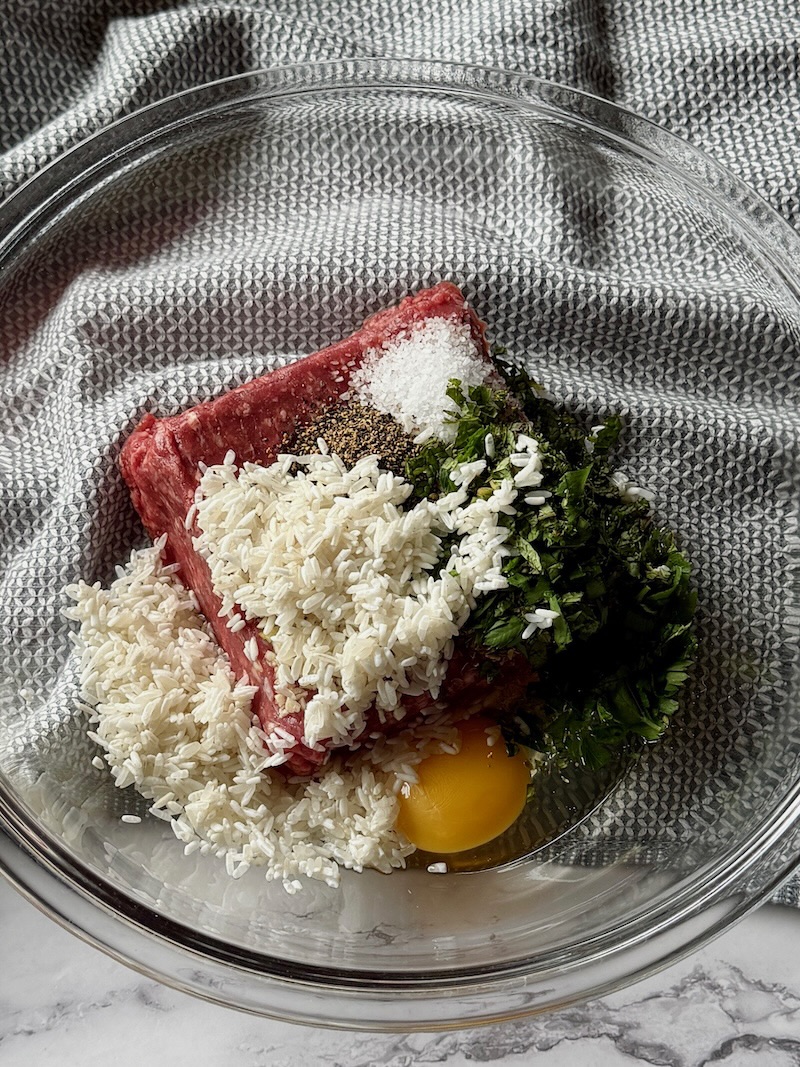 meatball ingredients in a bowl