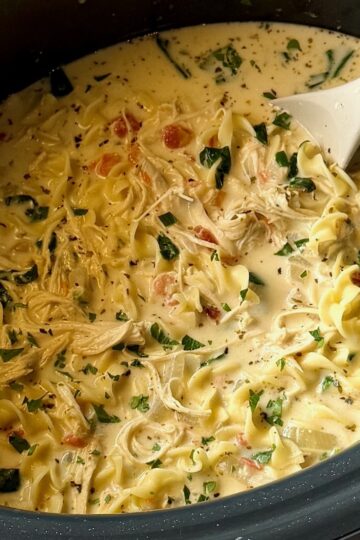 Slow Cooker Creamy Chicken Lasagna Soup