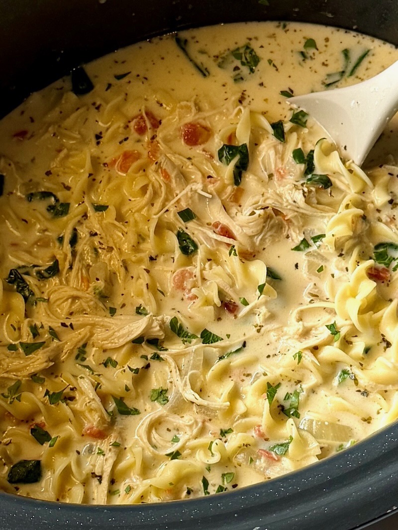 Slow Cooker Creamy Chicken Lasagna Soup