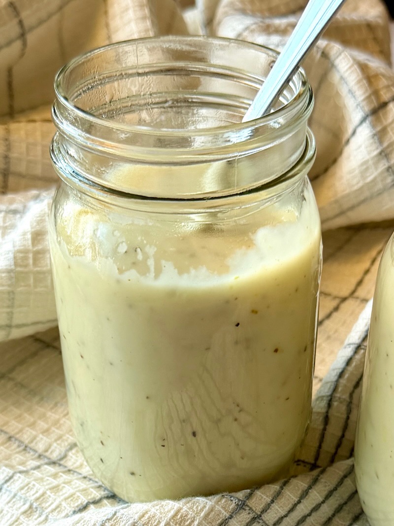 cream of chicken soup in a jar with a spoon